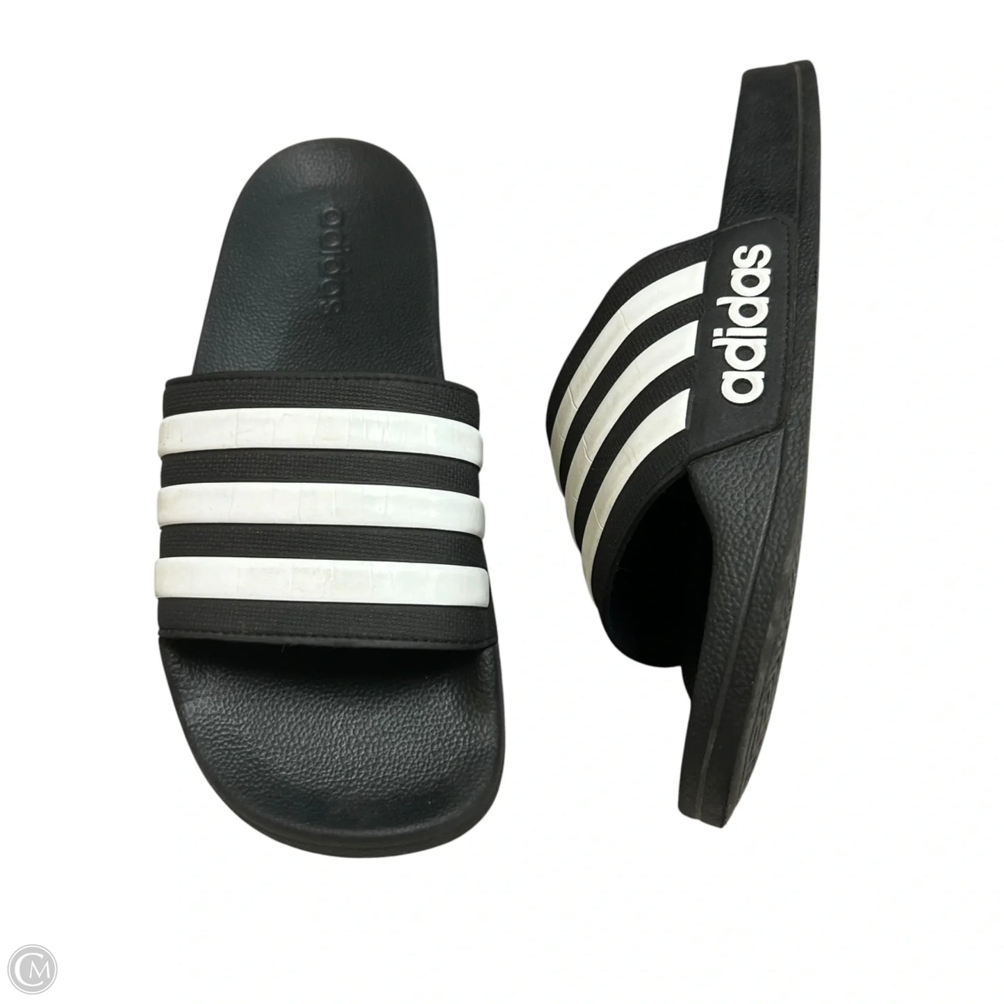 Sandals Flats By Adidas In Black & White, Size: 6