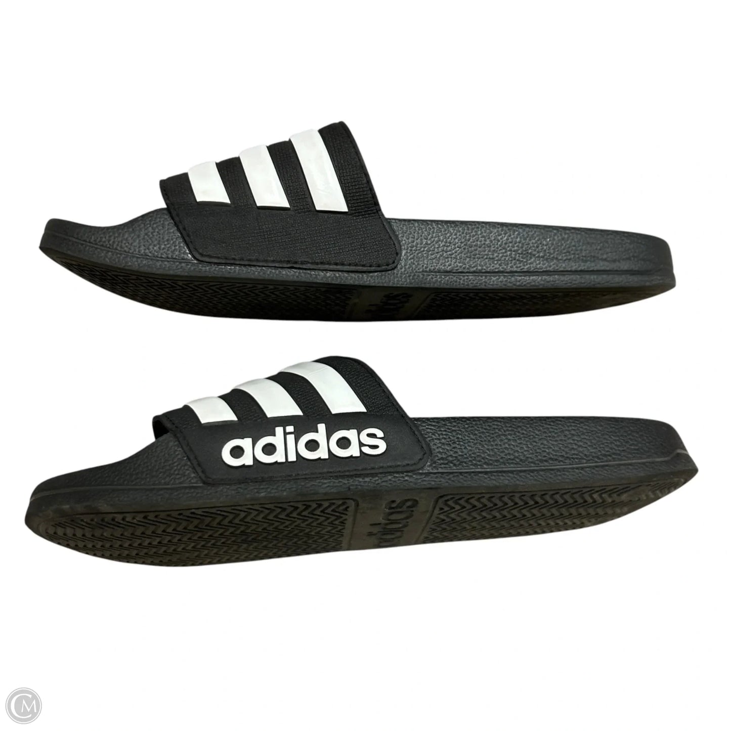 Sandals Flats By Adidas In Black & White, Size: 6