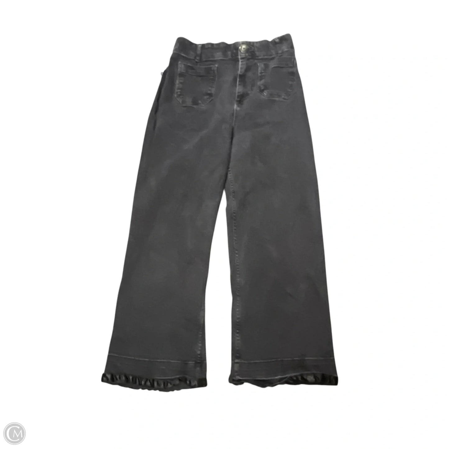Jeans Wide Leg In Black Denim, Size: 8