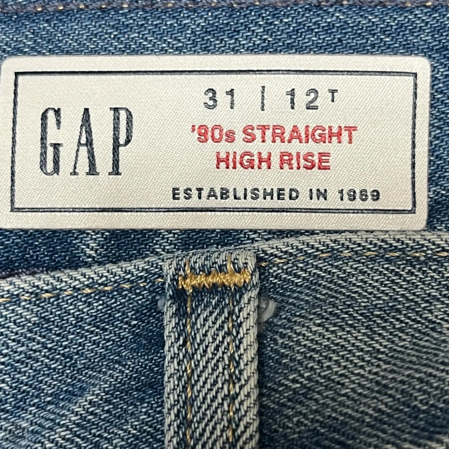 Jeans Straight By Gap In Blue Denim, Size: 12