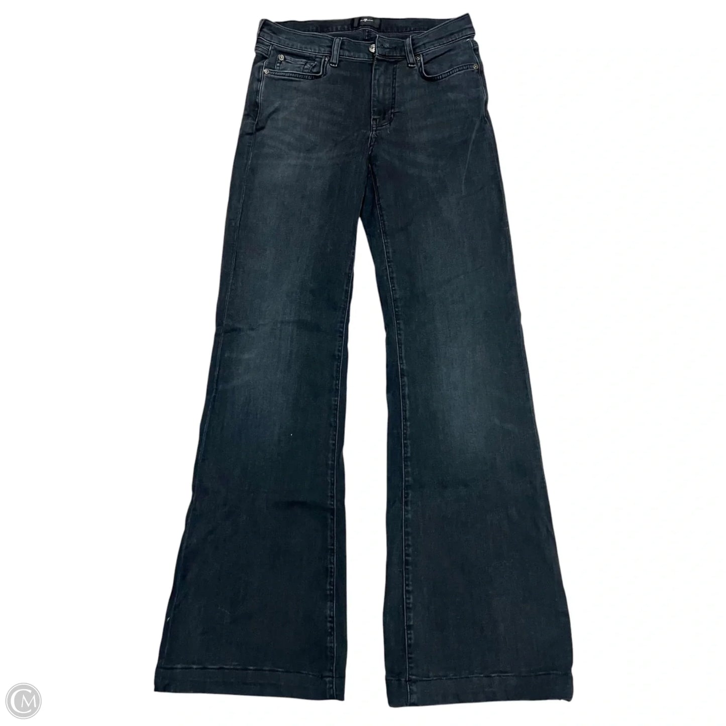 Jeans Flared By 7 For All Mankind In Black Denim, Size: 6