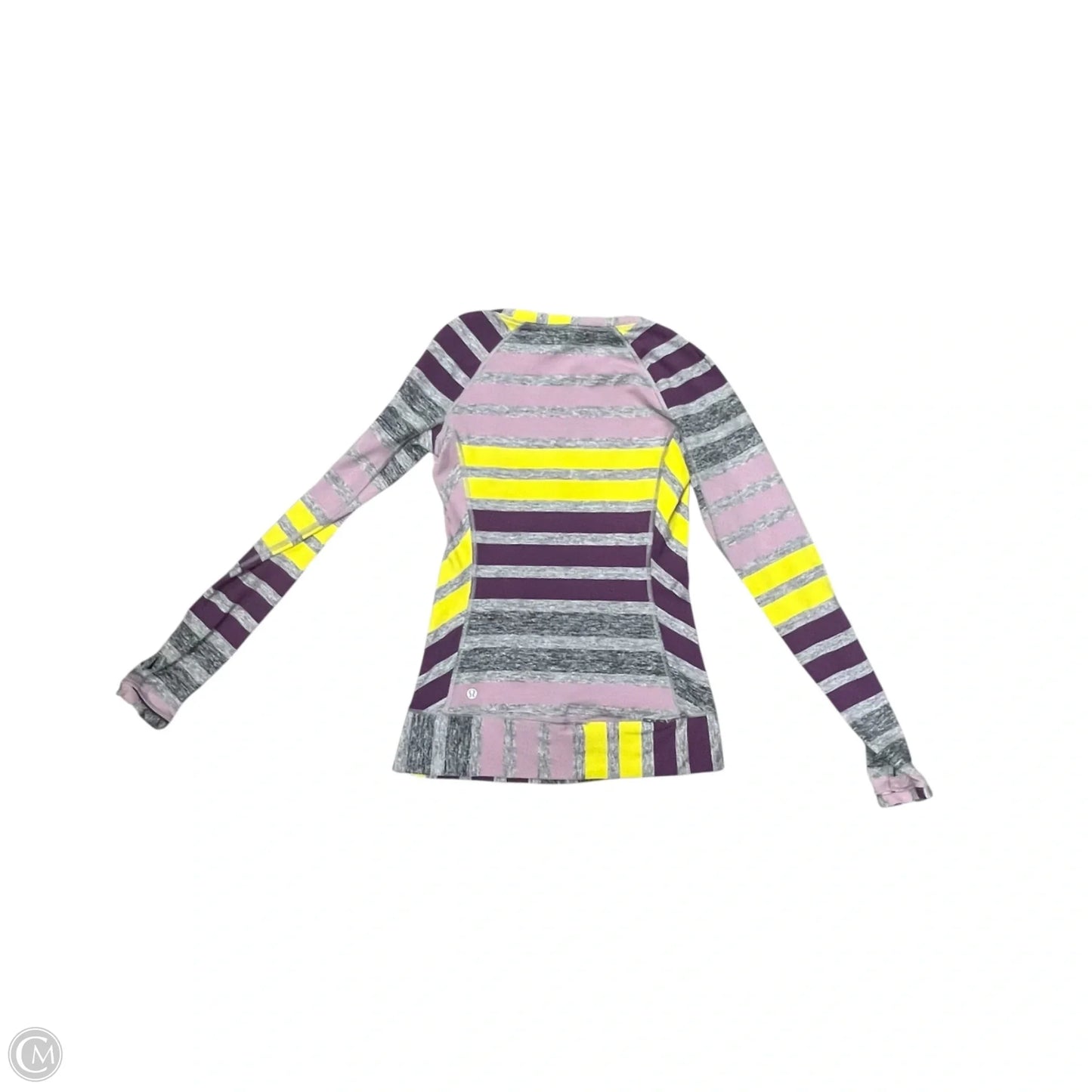 Athletic Top Long Sleeve Crewneck By Lululemon In Grey & Purple, Size: M