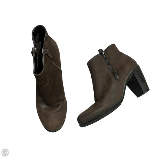 Boots Ankle Heels By Ecco In Brown, Size: 8.5