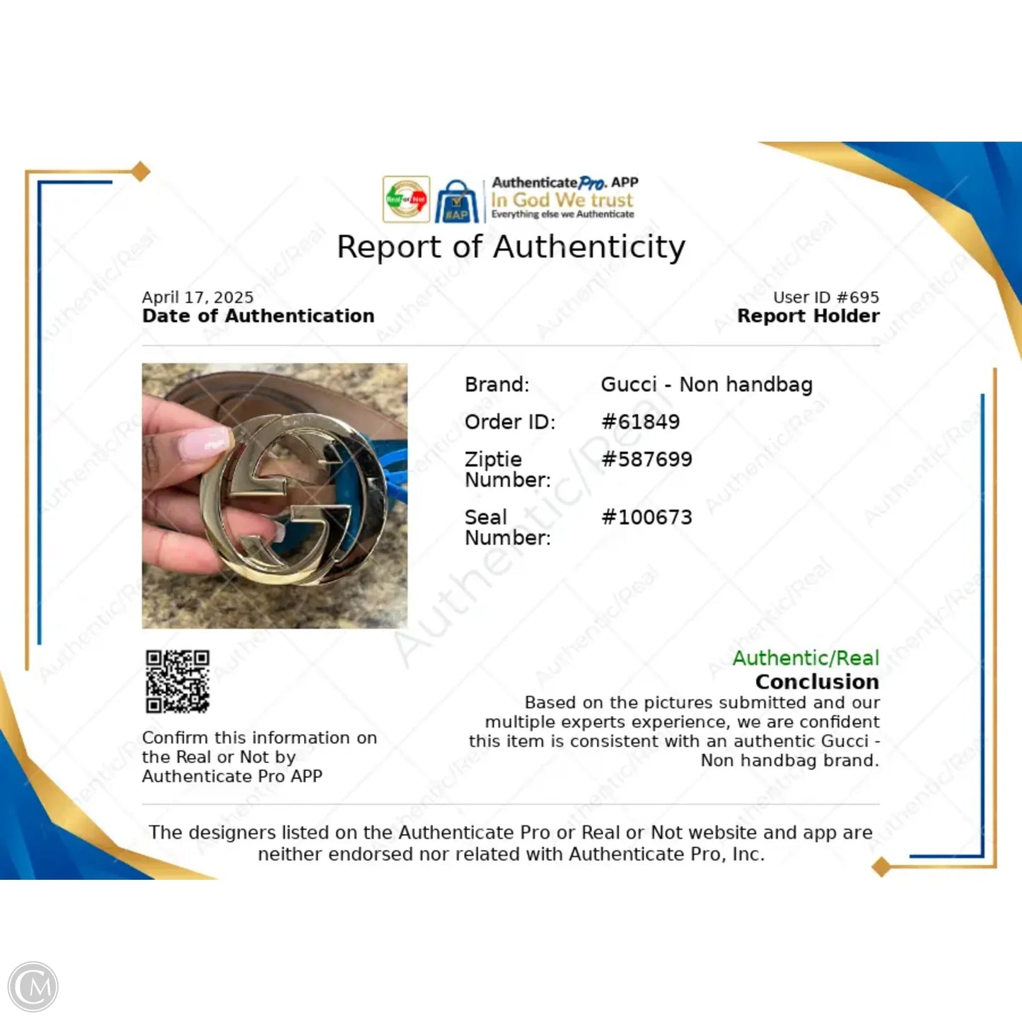 Belt Luxury Designer By Gucci, Size: S