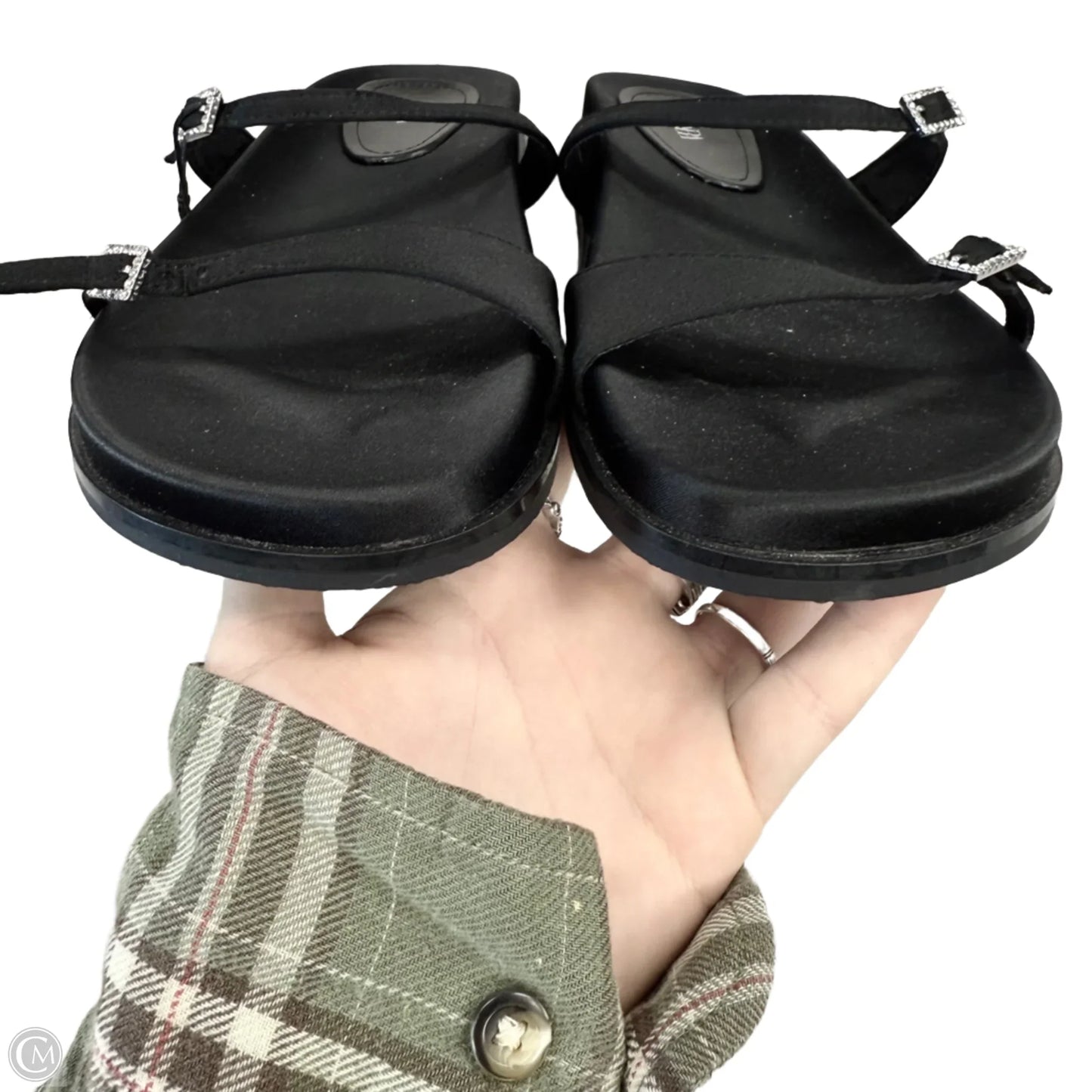 Sandals Flip Flops By Zara In Black & Silver, Size: 11.5