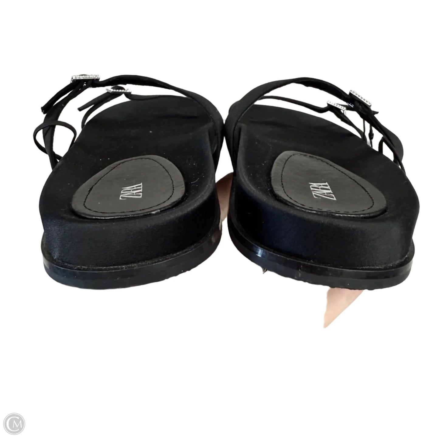 Sandals Flip Flops By Zara In Black & Silver, Size: 11.5