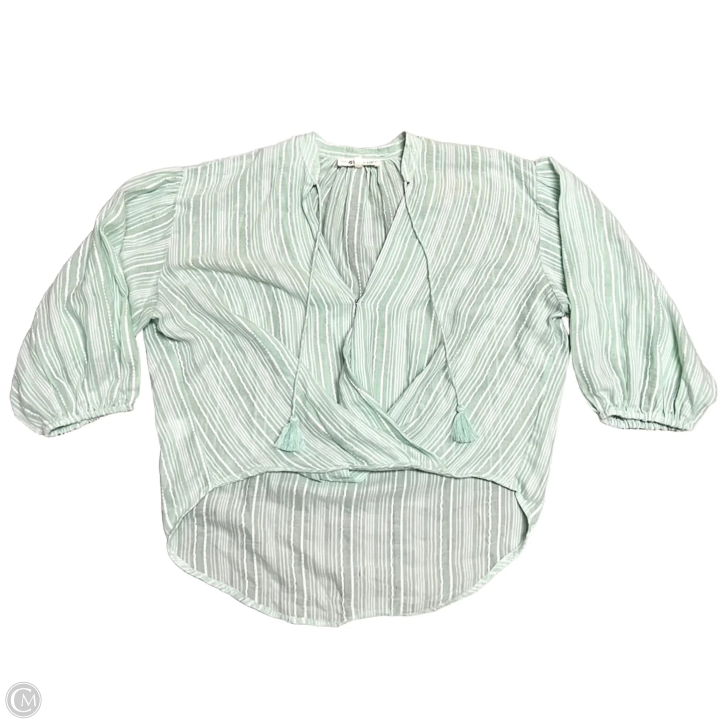 Top Long Sleeve By Lou And Grey In Green & White, Size: Xs