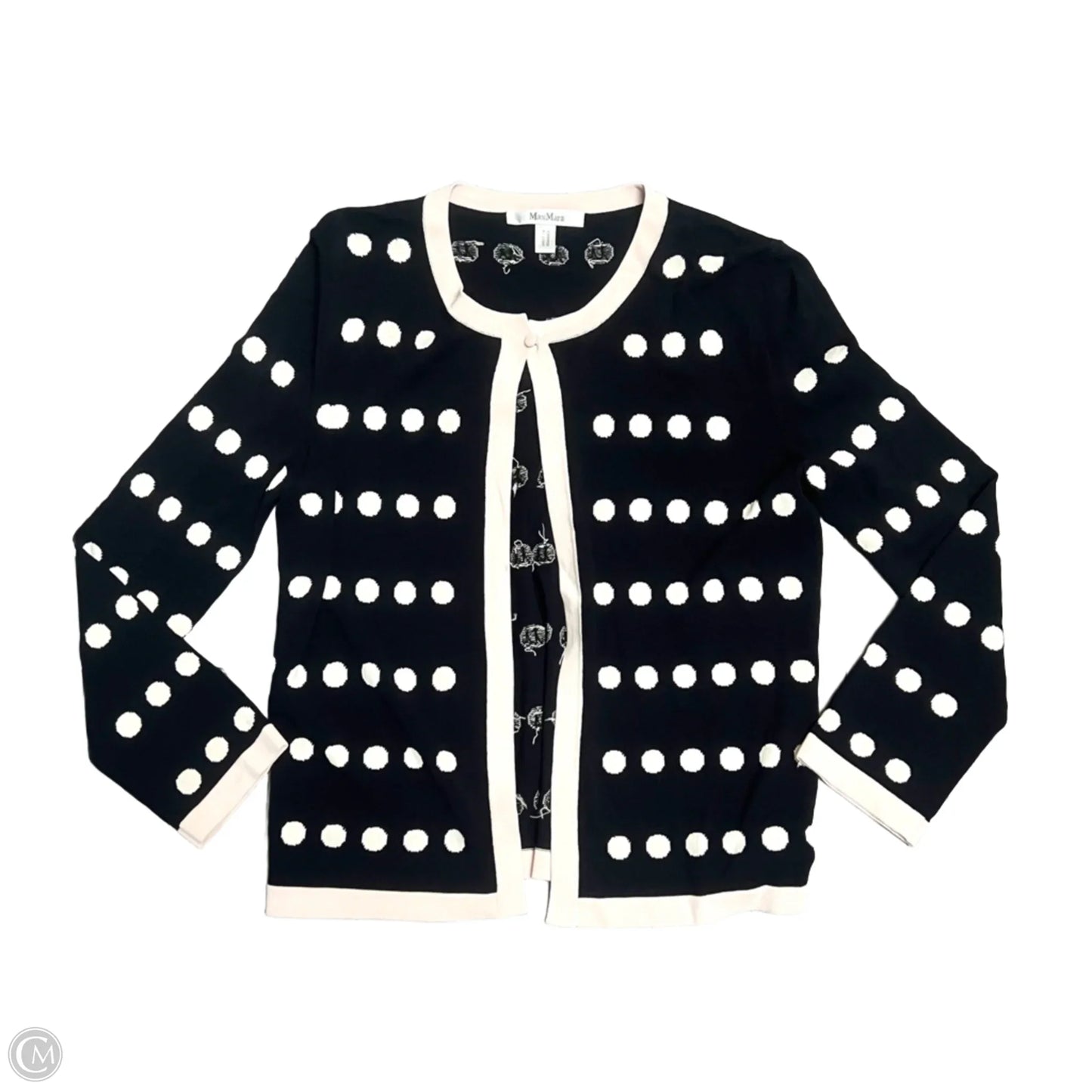 Sweater Cardigan Designer By Max Mara In Polkadot Pattern, Size: Xs
