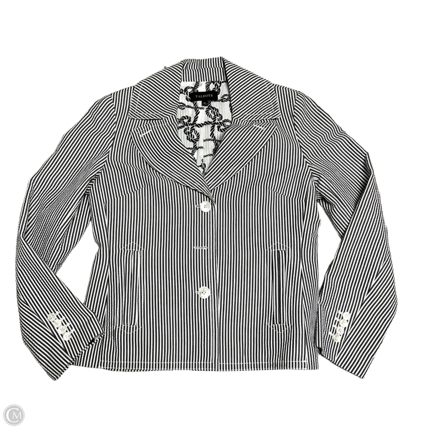 Blazer By Talbots In Striped Pattern, Size: M