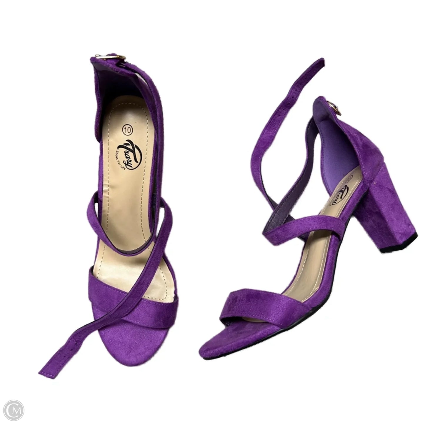 Sandals Heels Block By Trary In Purple, Size: 10