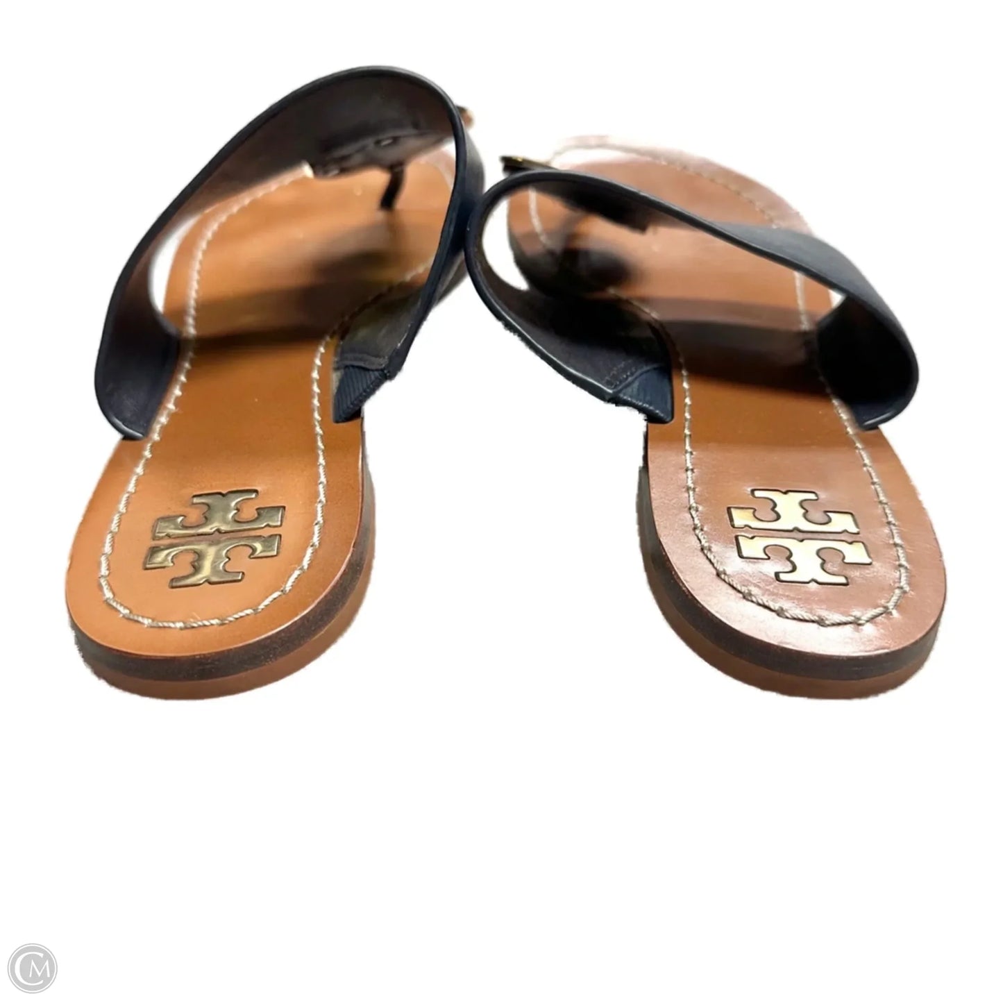 Sandals Designer By Tory Burch In Blue & Gold, Size: 6