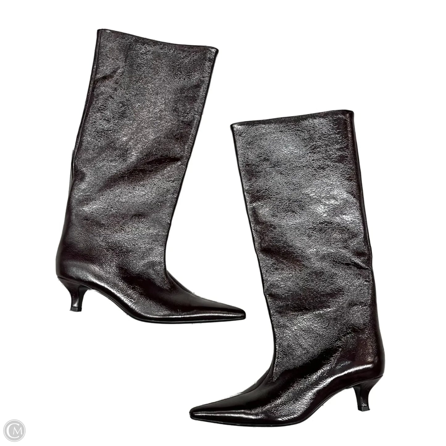 Boots Knee Heels By Zara In Maroon, Size: 6.5