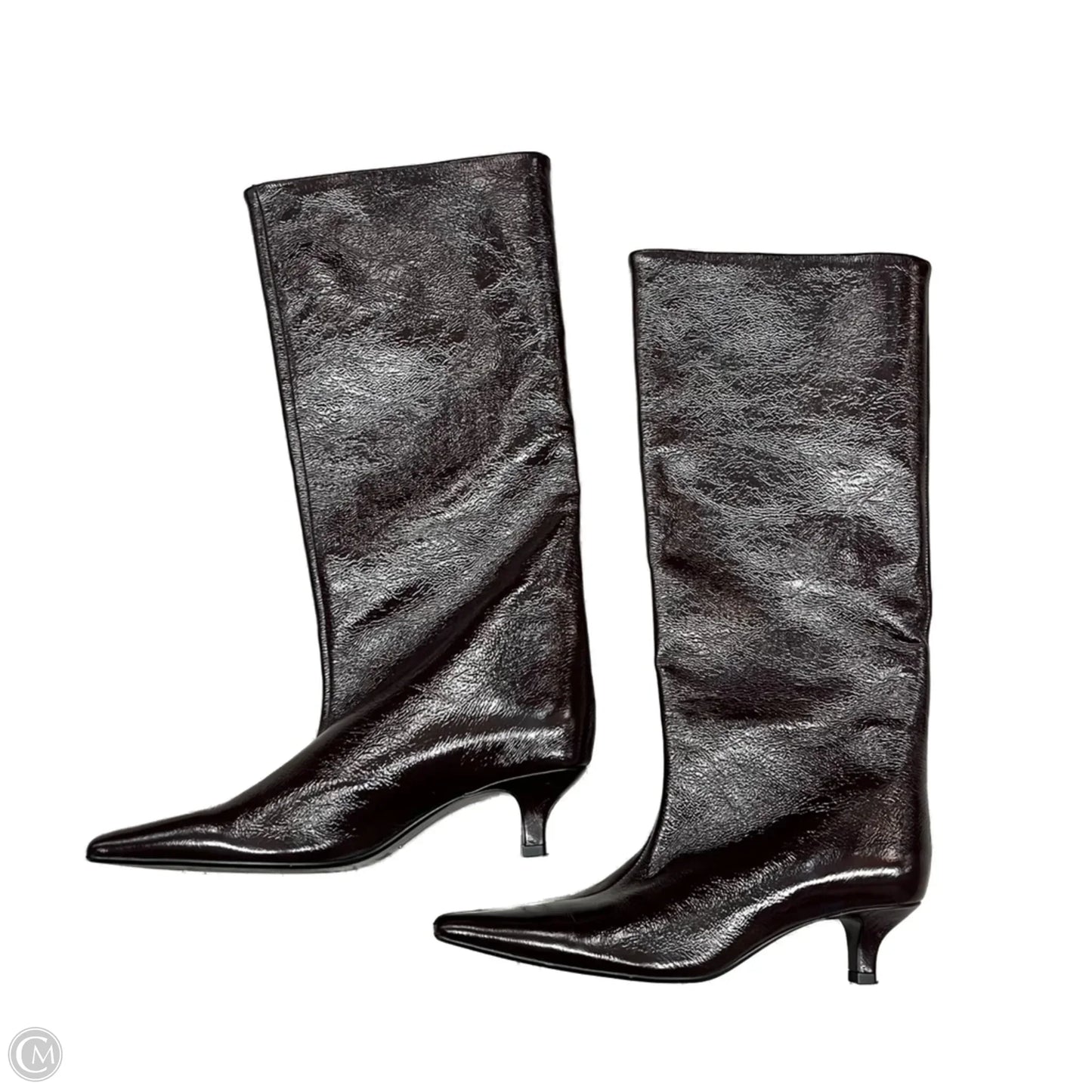Boots Knee Heels By Zara In Maroon, Size: 6.5