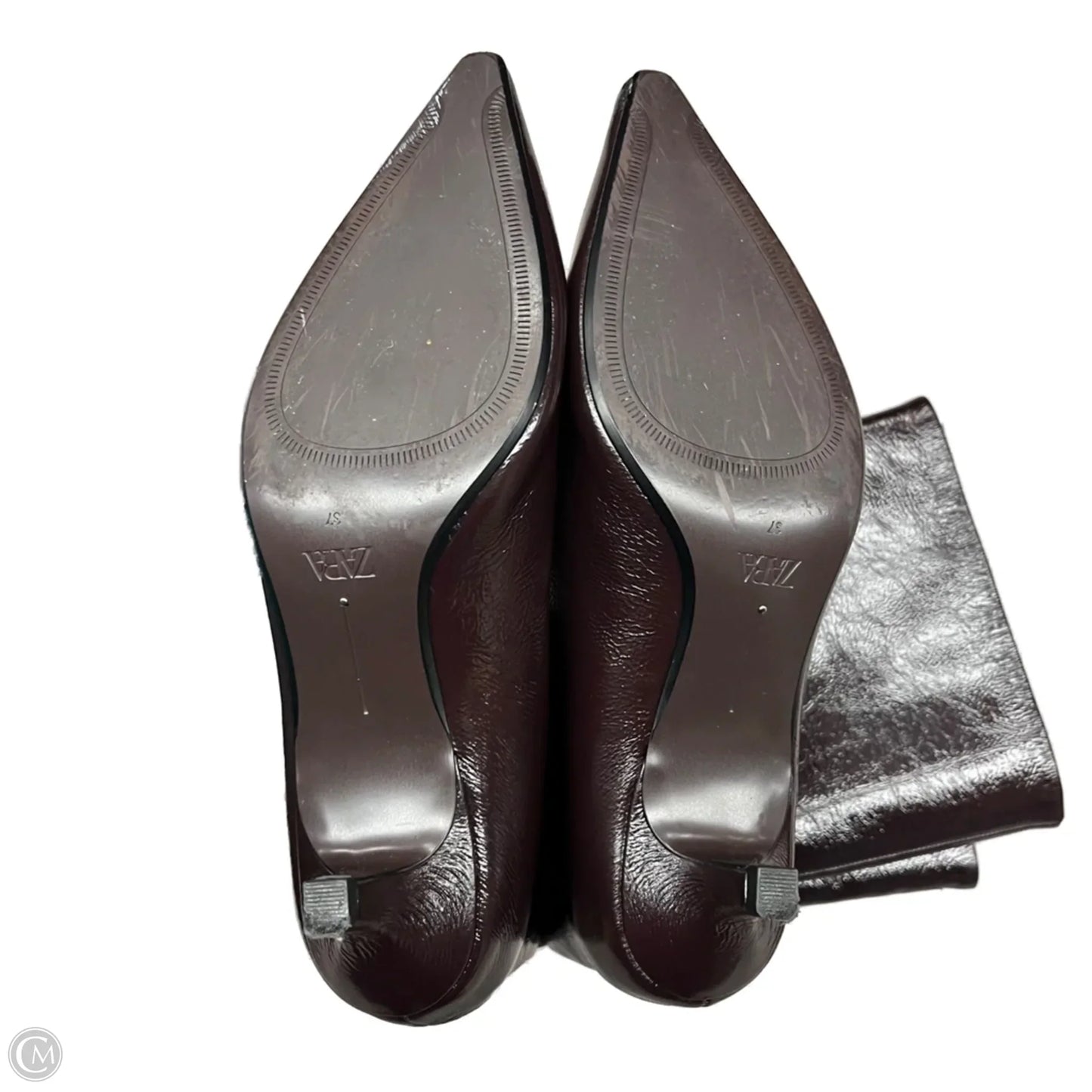 Boots Knee Heels By Zara In Maroon, Size: 6.5