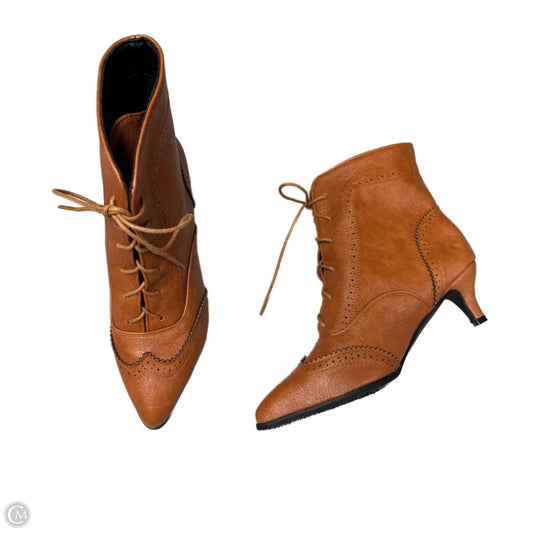 Boots Ankle Heels In Brown, Size: 11.5