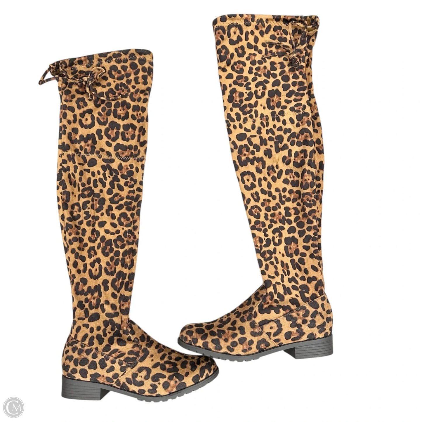 Boots Knee Heels By Forever In Animal Print, Size: 9