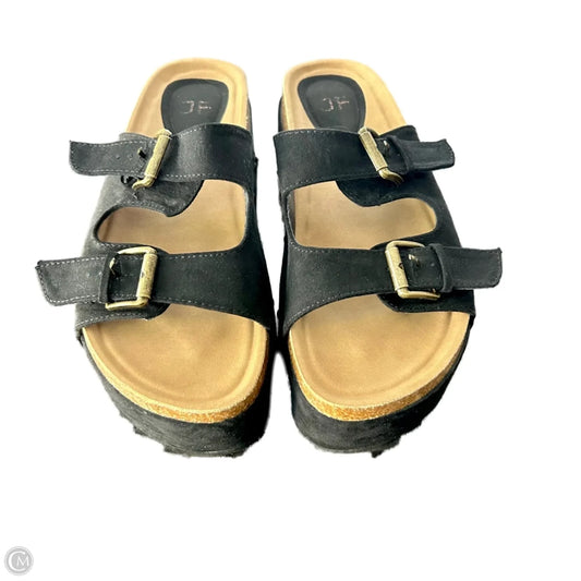 Sandals Heels Wedge By Just Fab In Black, Size: 10