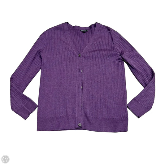 Sweater Cardigan Designer By Lafayette 148 In Purple, Size: M