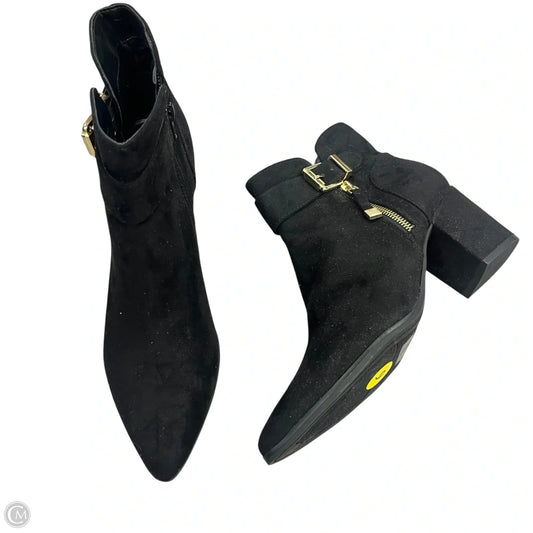 Boots Ankle Heels By Unisa In Black & Gold, Size: 9