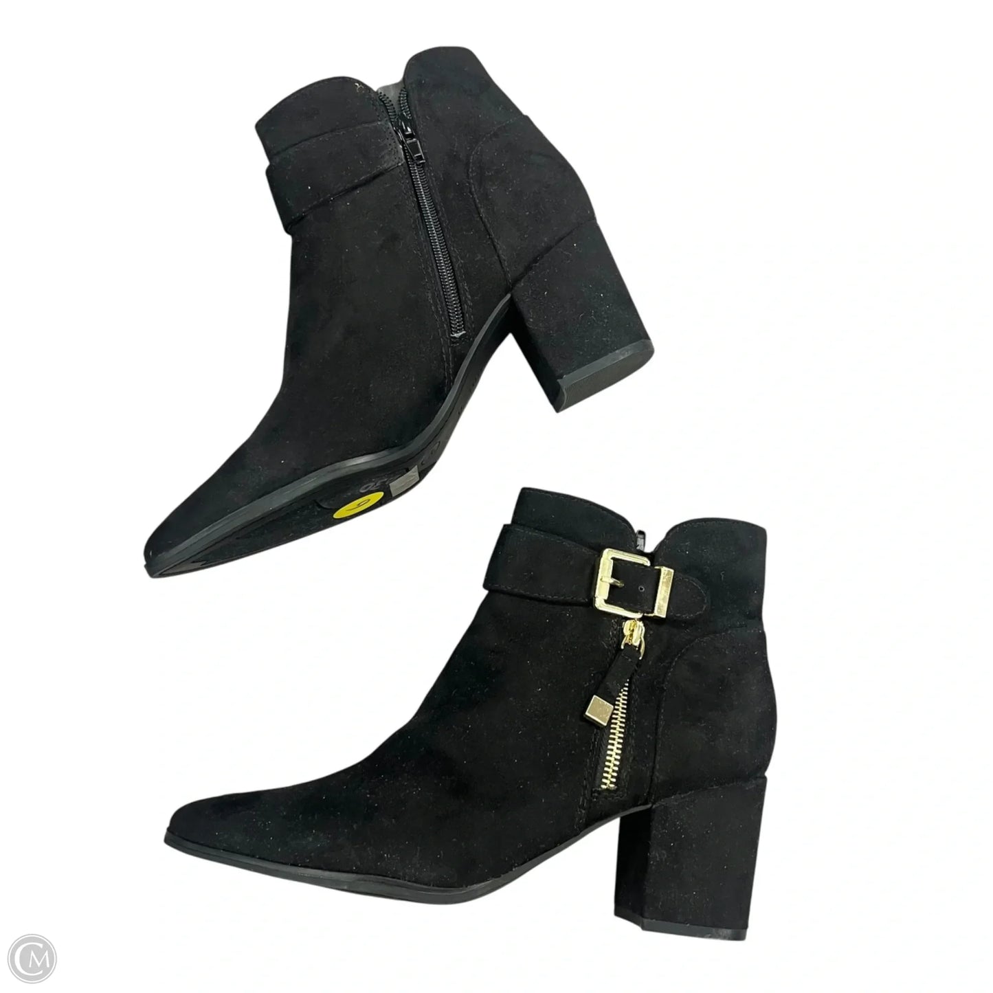 Boots Ankle Heels By Unisa In Black & Gold, Size: 9