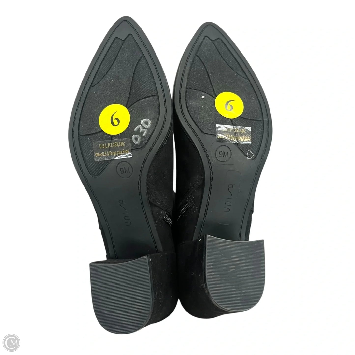 Boots Ankle Heels By Unisa In Black & Gold, Size: 9