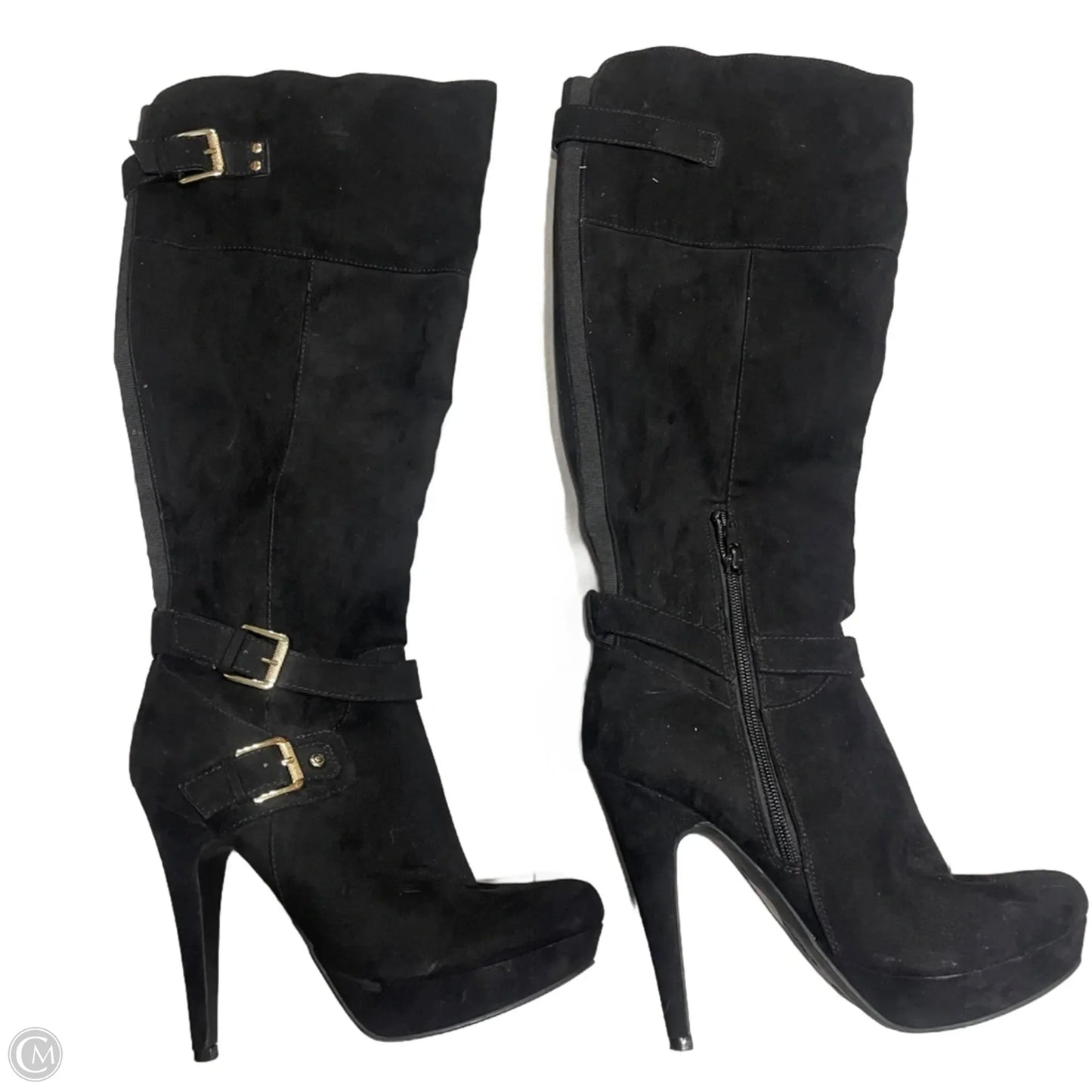 Boots Knee Heels By Guess In Black, Size: 8