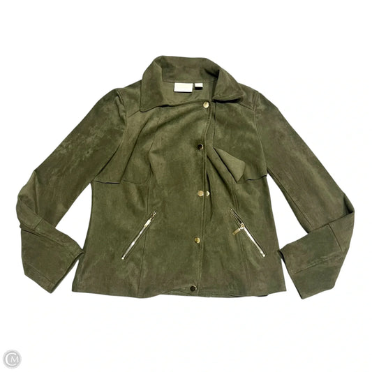 Jacket Moto By Chicos In Green, Size: S