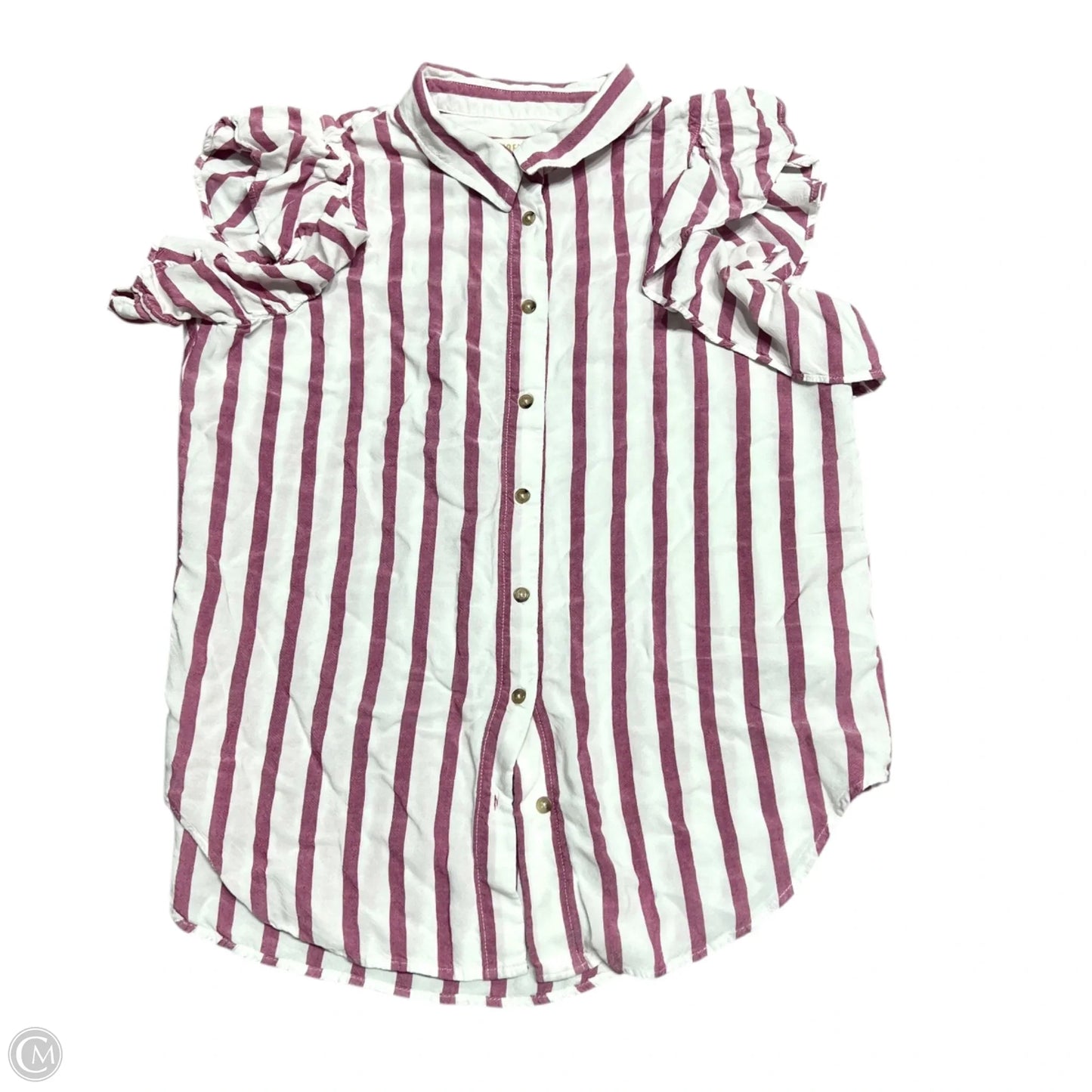 Top Short Sleeve By Maeve In Pink & White, Size: M