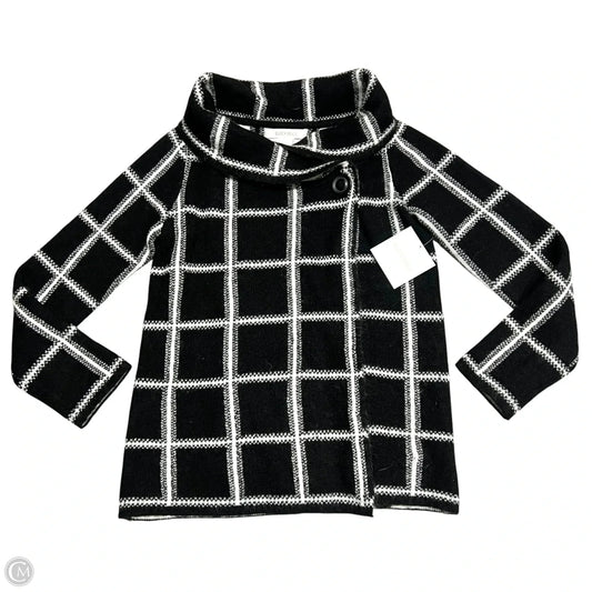 Sweater Cardigan By Ellen Tracy In Black & White, Size: S
