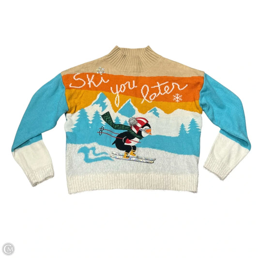 Sweater By Major Label In Blue & Tan, Size: L