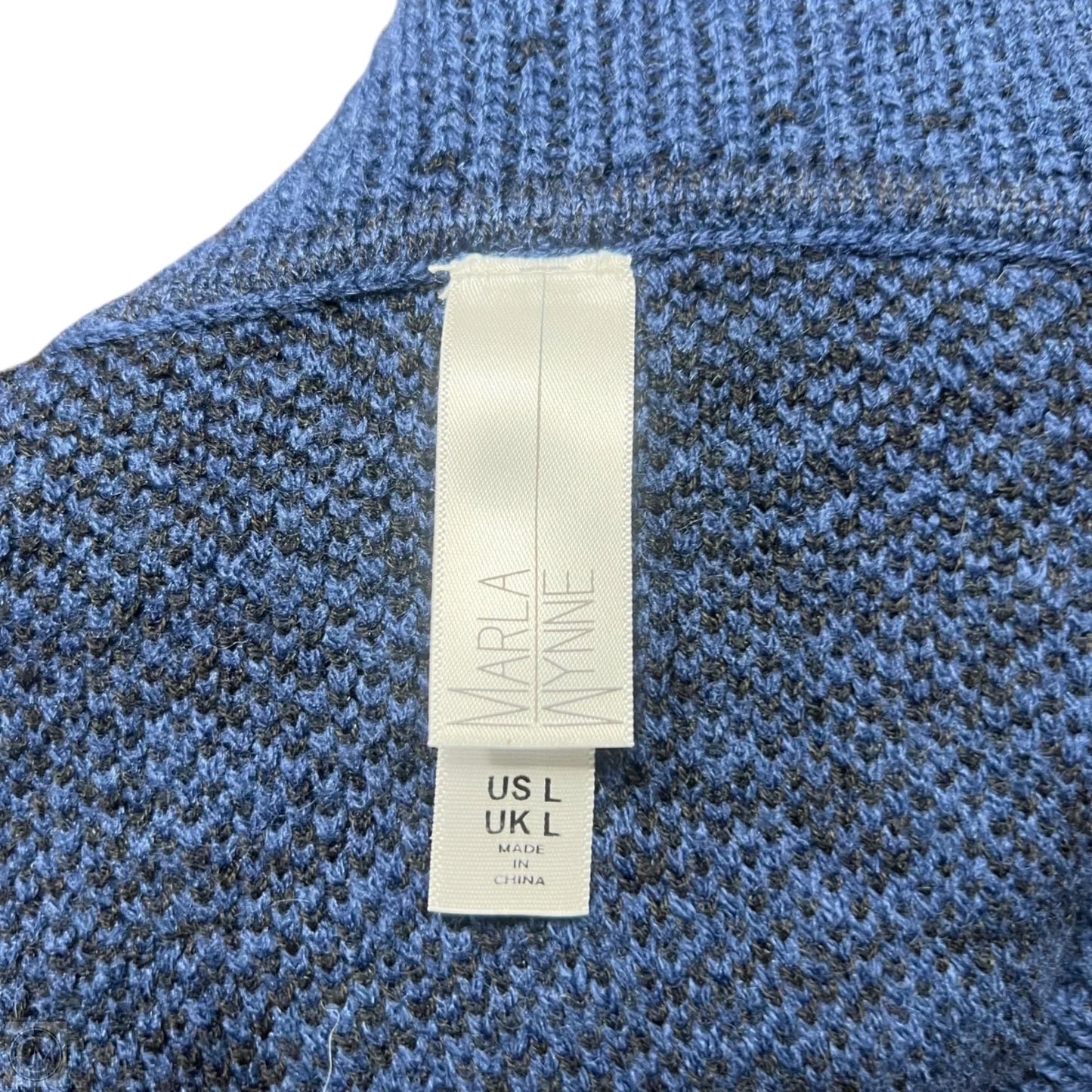 Sweater By Marla Wayne In Black & Blue, Size: L