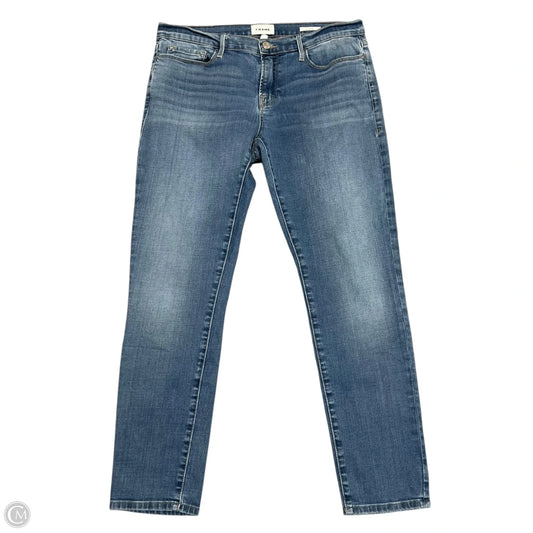 Jeans Straight By Frame In Blue Denim, Size: 8