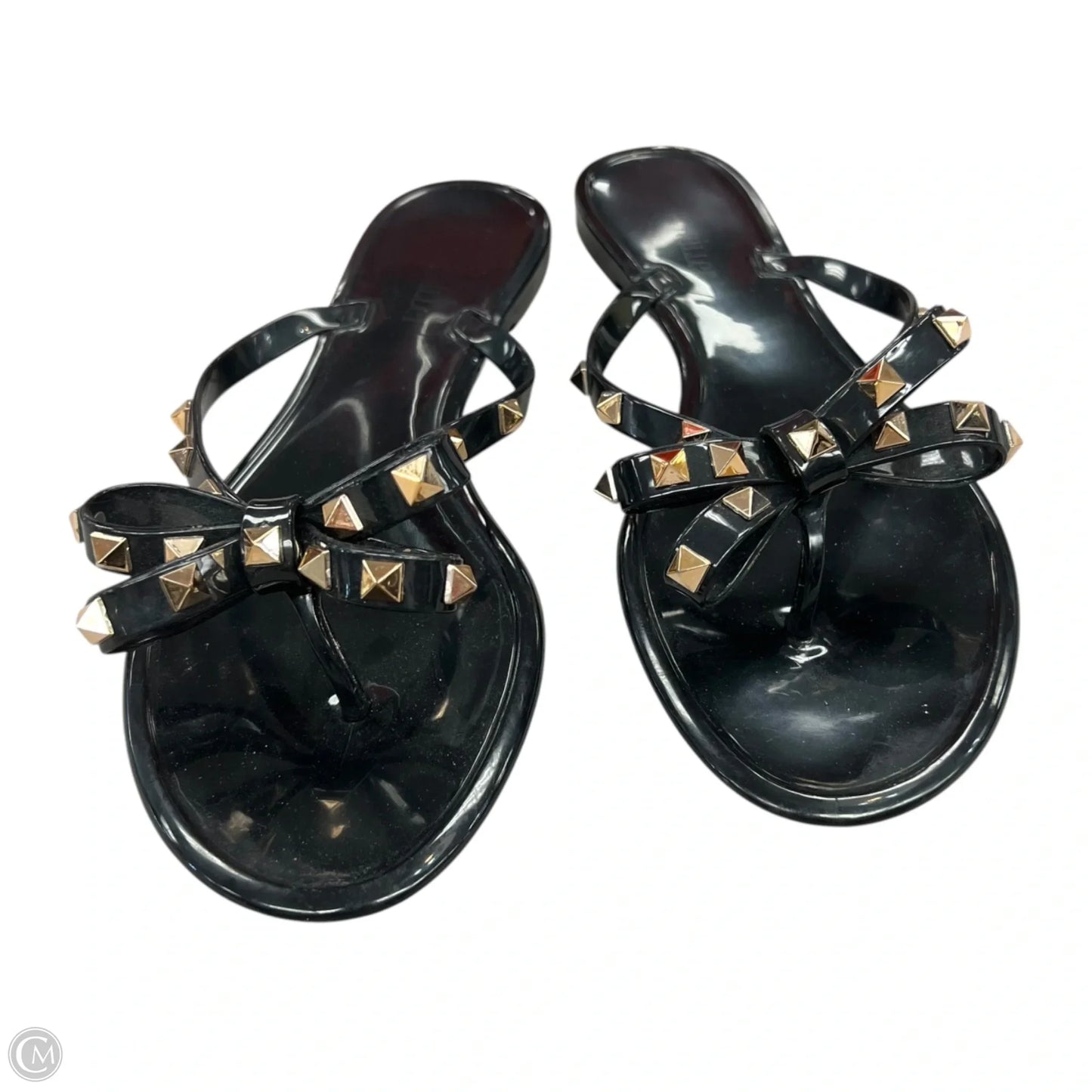 Sandals Flats By Olivia Miller In Black & Gold, Size: 10.5