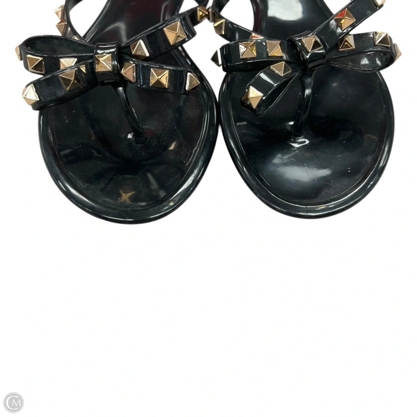 Sandals Flats By Olivia Miller In Black & Gold, Size: 10.5