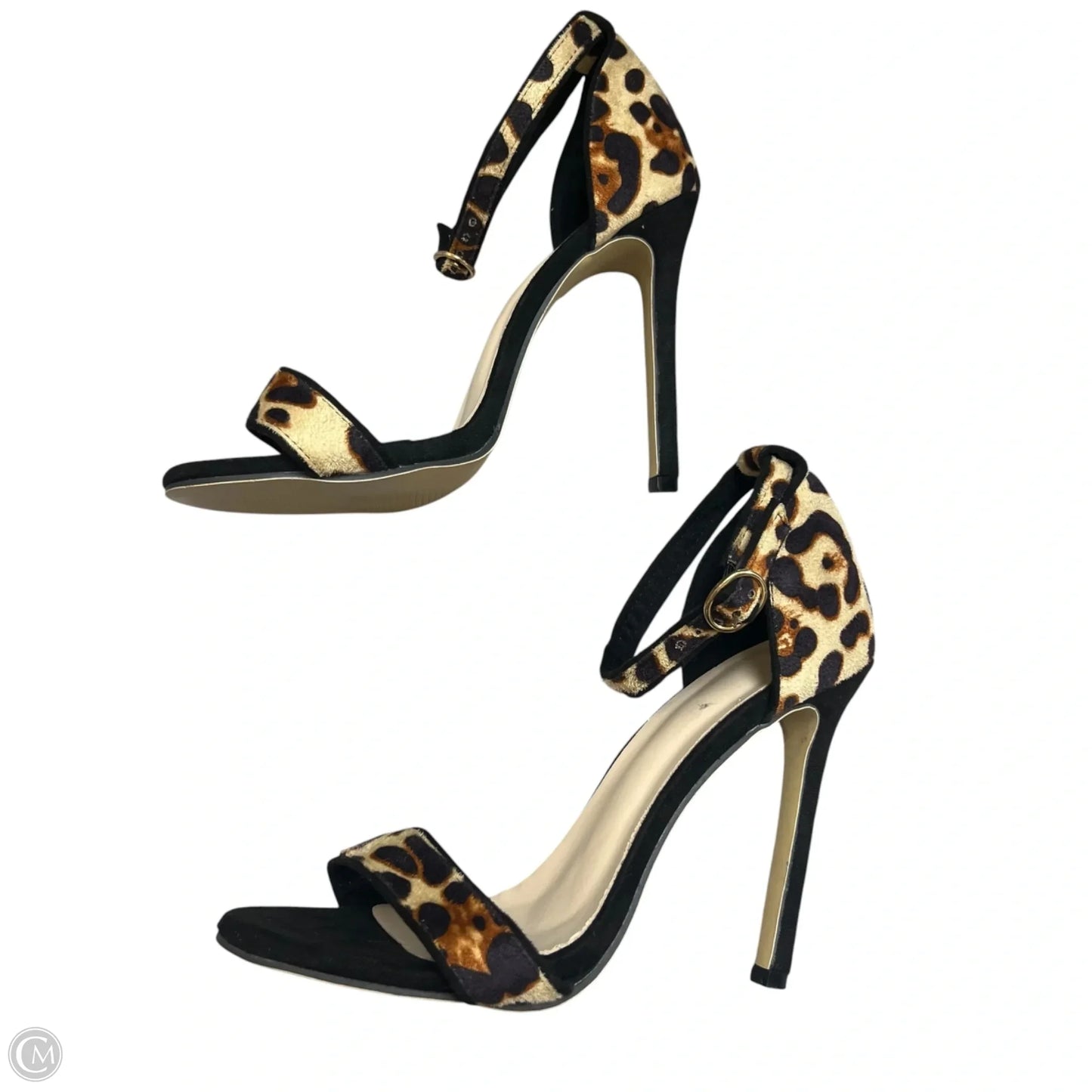 Sandals Heels Stiletto In Animal Print, Size: 9.5