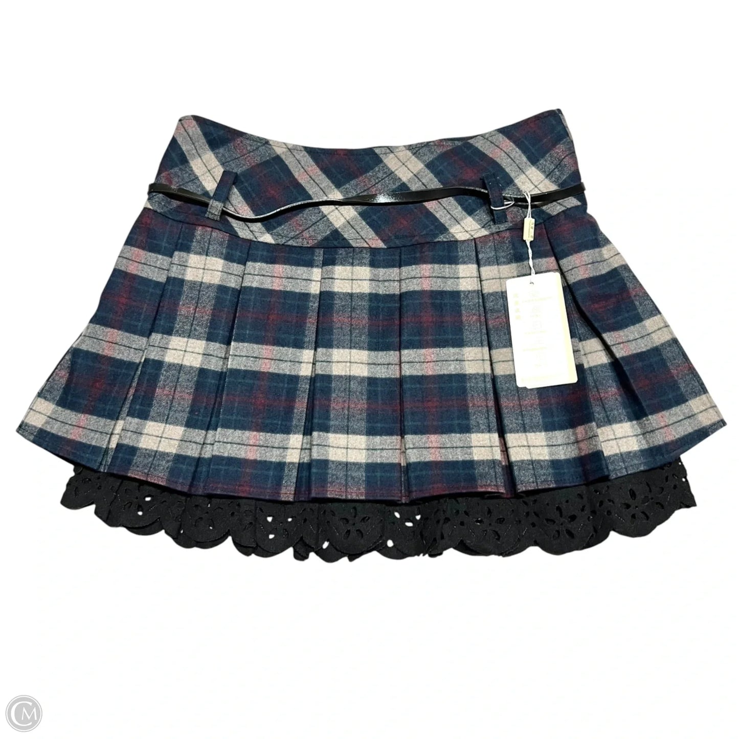 Skirt Mini & Short In Plaid Pattern, Size: M