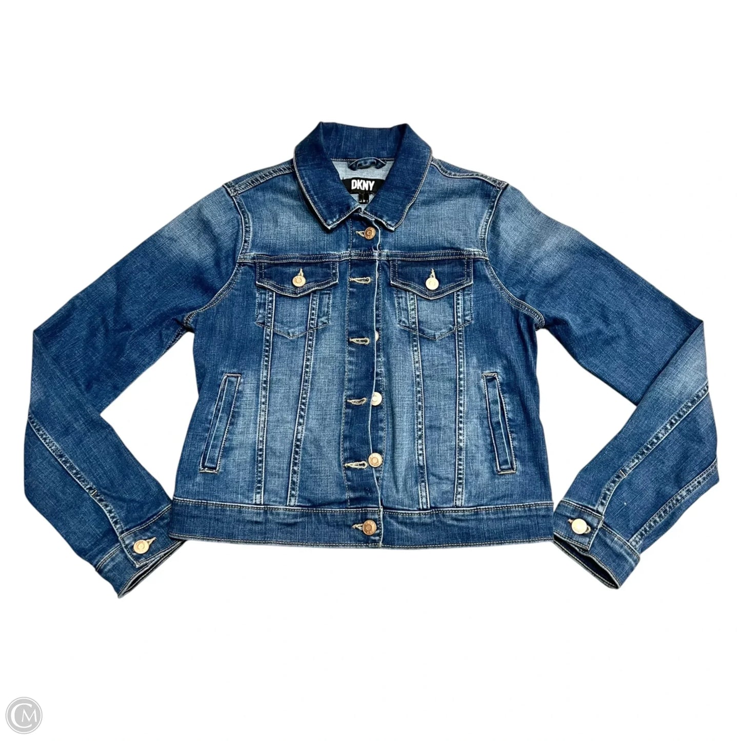 Jacket Denim By Dkny In Blue Denim, Size: S
