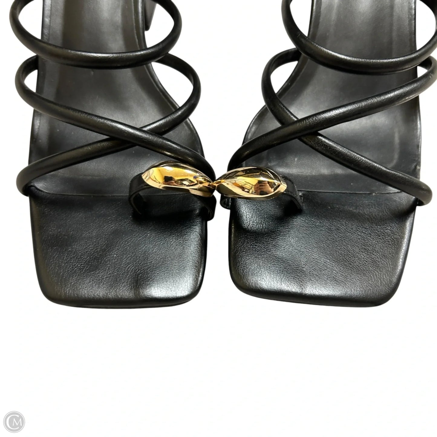 Sandals Heels Block By Carlkarida In Black & Gold, Size: 7
