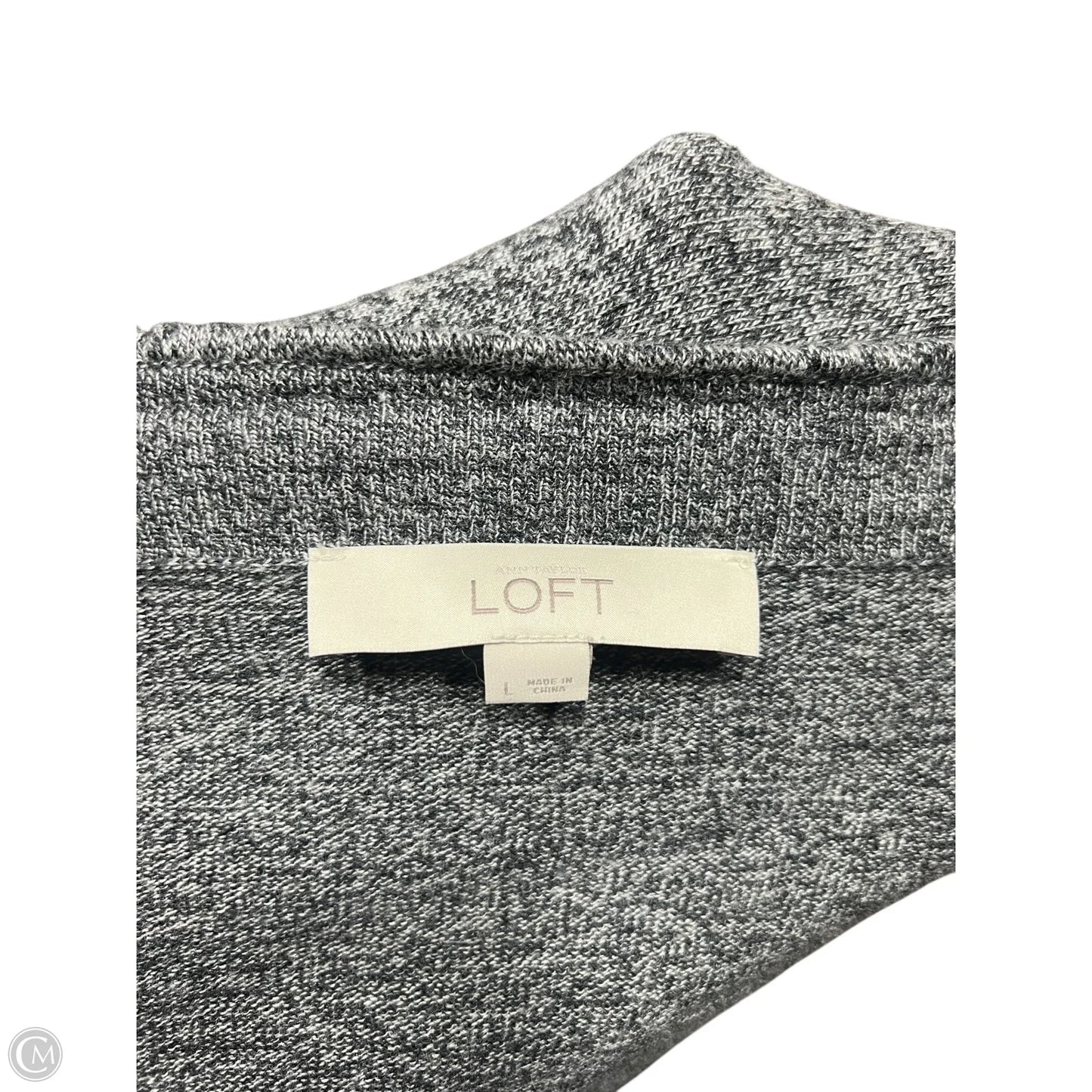 Sweater Cardigan By Loft In Grey, Size: L