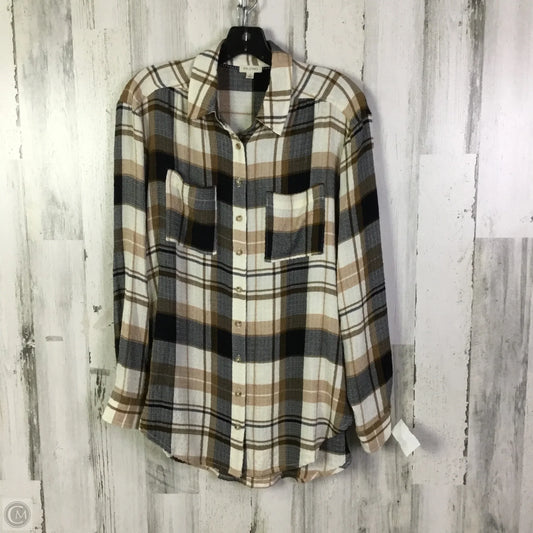 Tunic Long Sleeve By Pilcro In Brown & Cream, Size: S