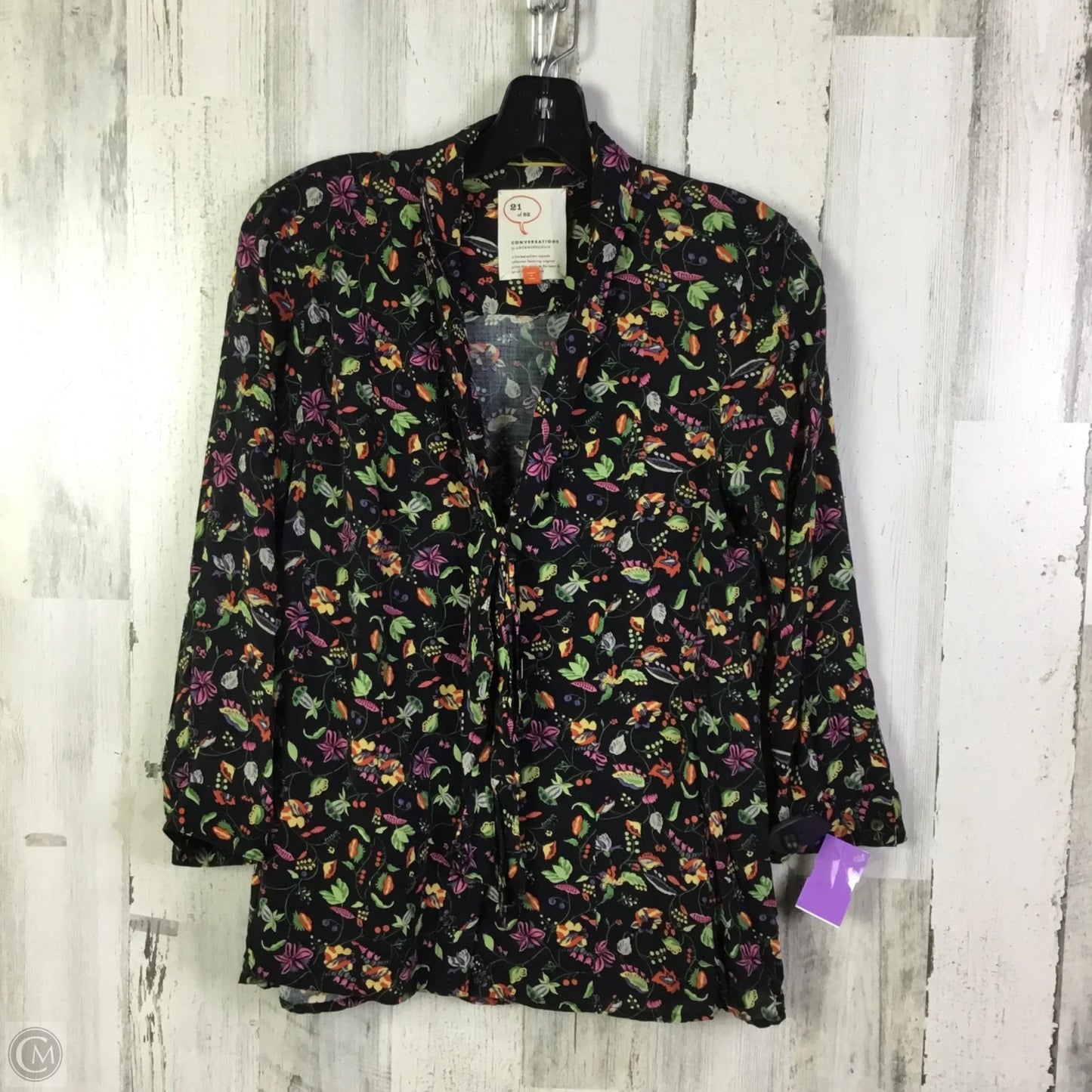 Blouse Long Sleeve By Anthropologie In Black, Size: S