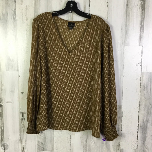 Blouse 3/4 Sleeve By Worthington In Tan, Size: Xxl