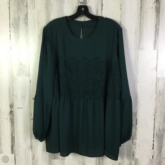 Blouse Long Sleeve By Halogen In Green, Size: 2x