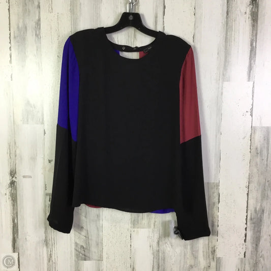 Blouse Long Sleeve By Bcbgmaxazria In Black & Red, Size: L