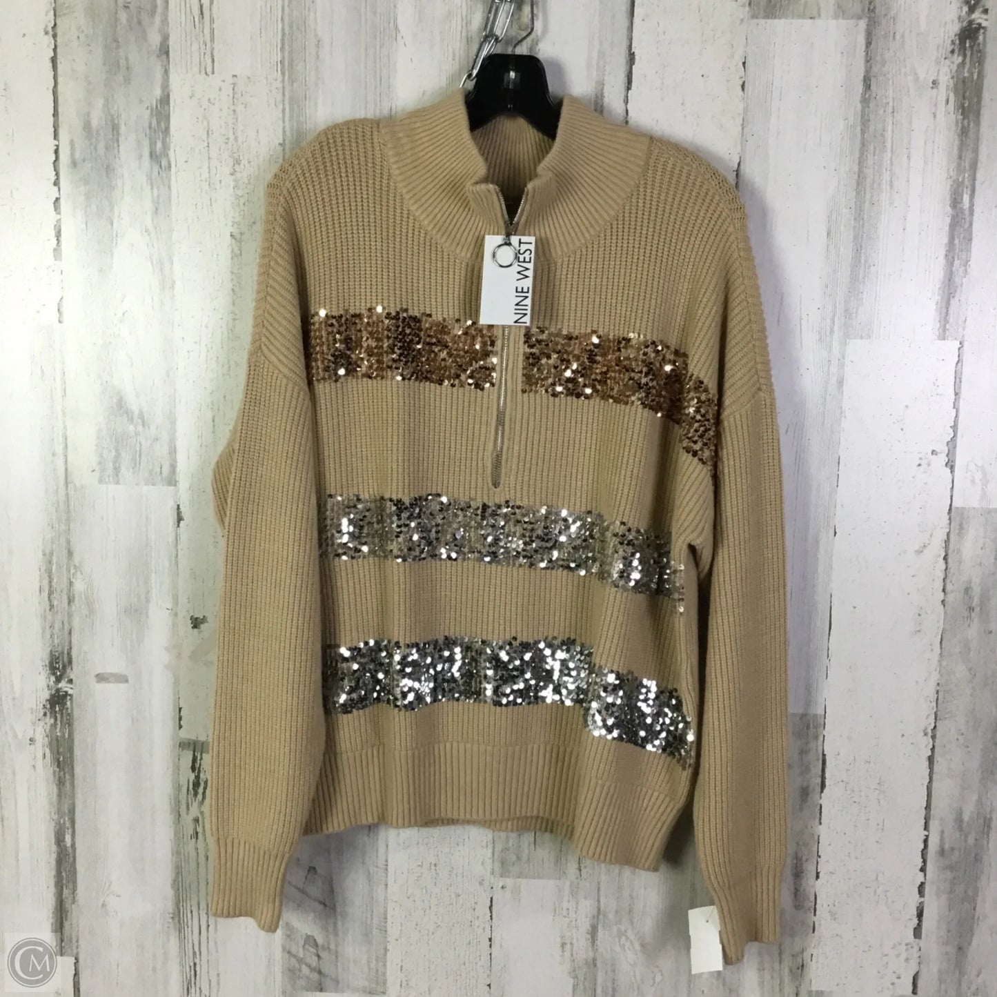 Sweater By Nine West Apparel In Tan, Size: L