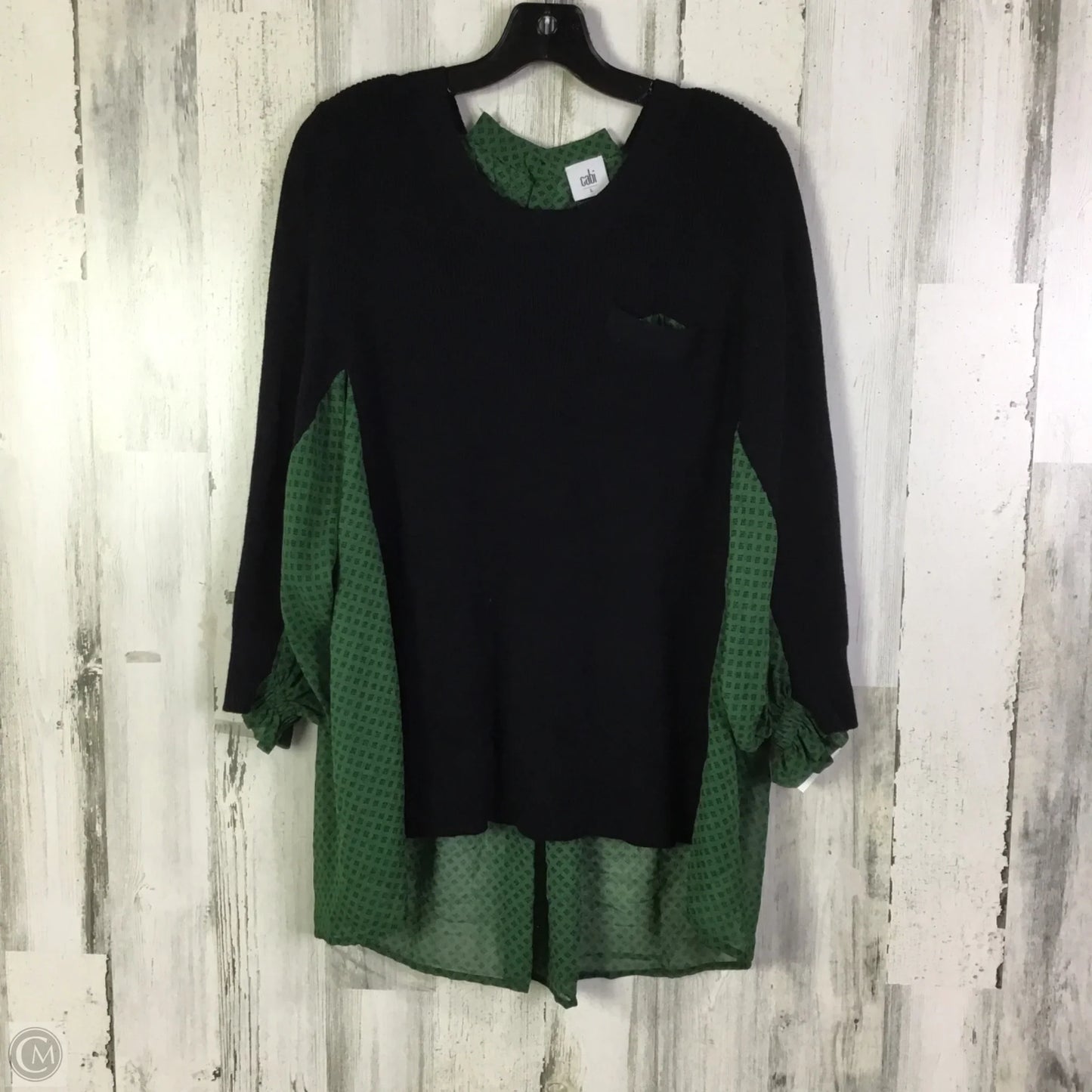 Sweater By Cabi In Black & Green, Size: L