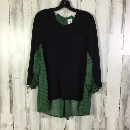 Sweater By Cabi In Black & Green, Size: L