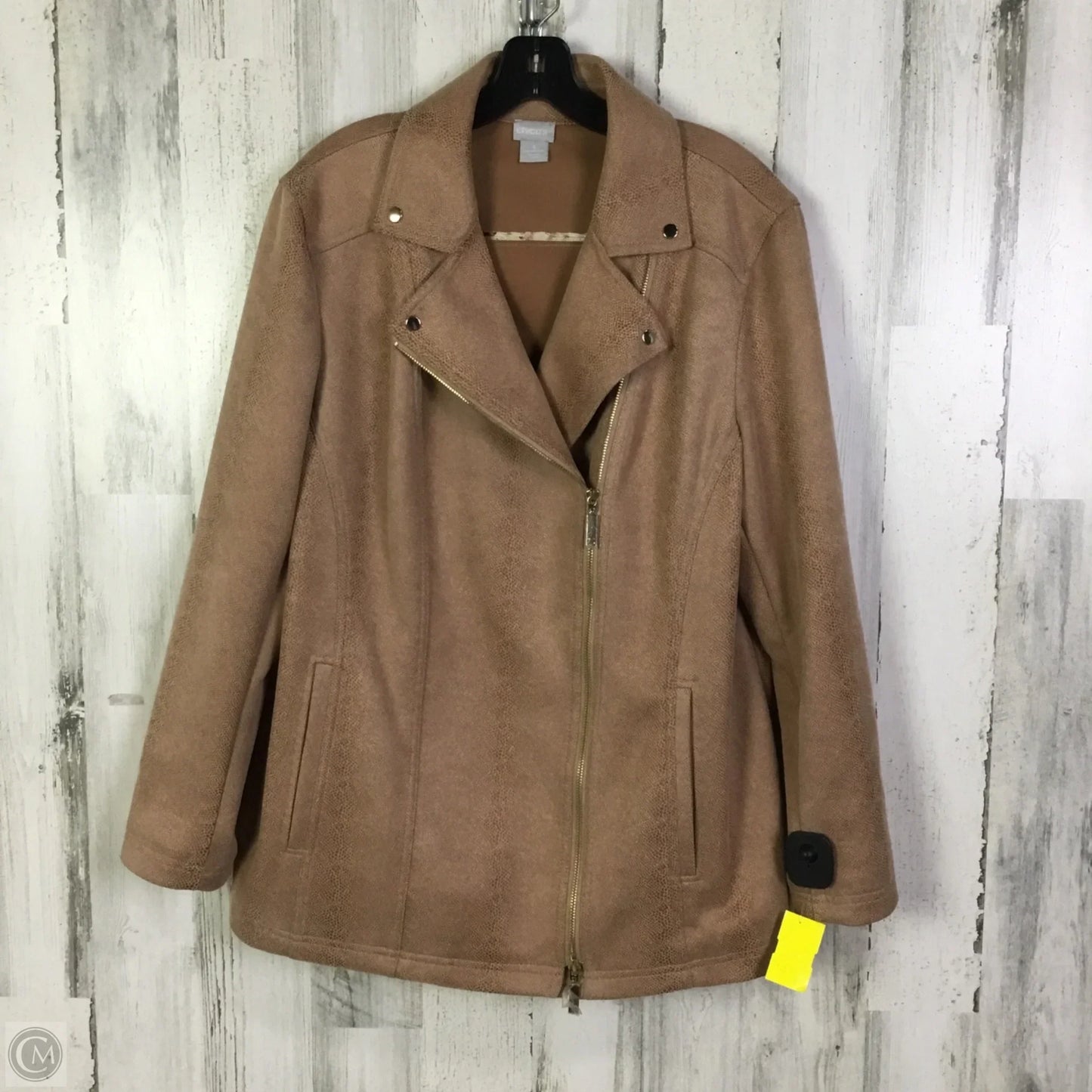 Jacket Moto By Chicos In Brown, Size: Xl