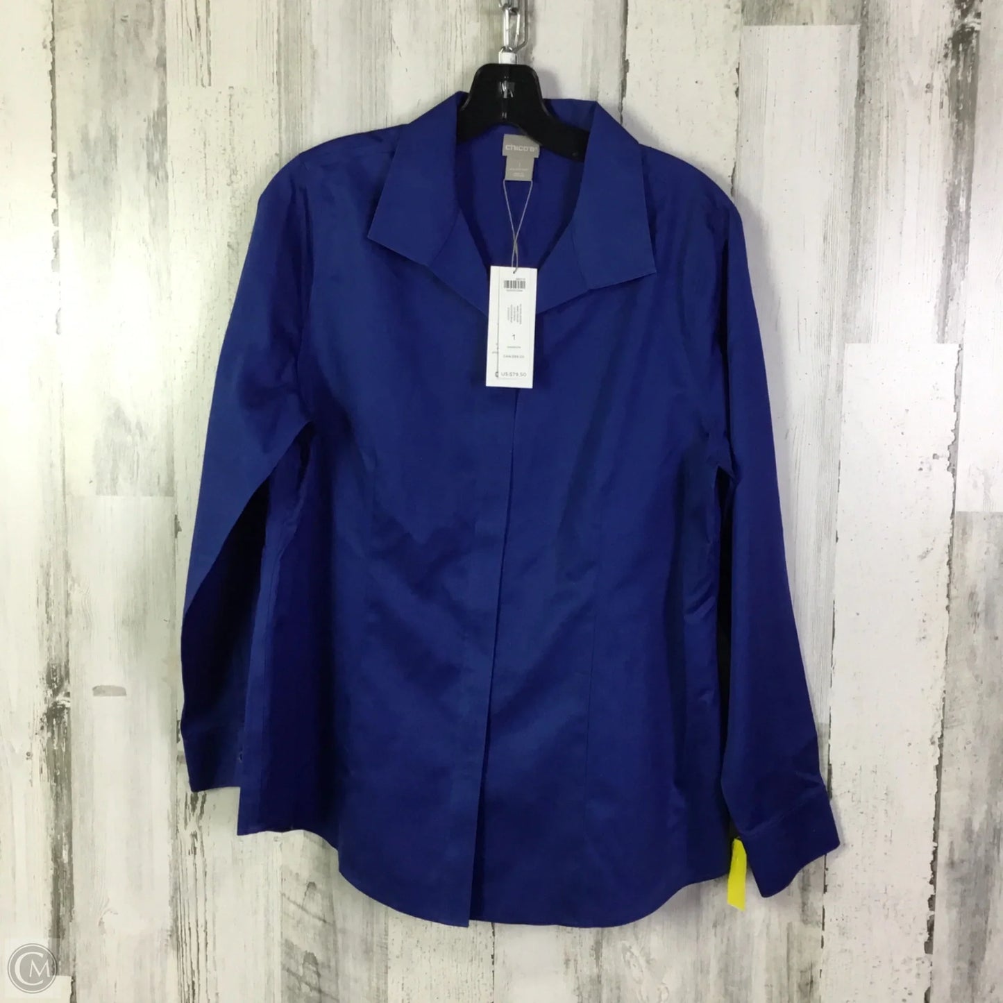 Blouse Long Sleeve By Chicos In Blue, Size: M