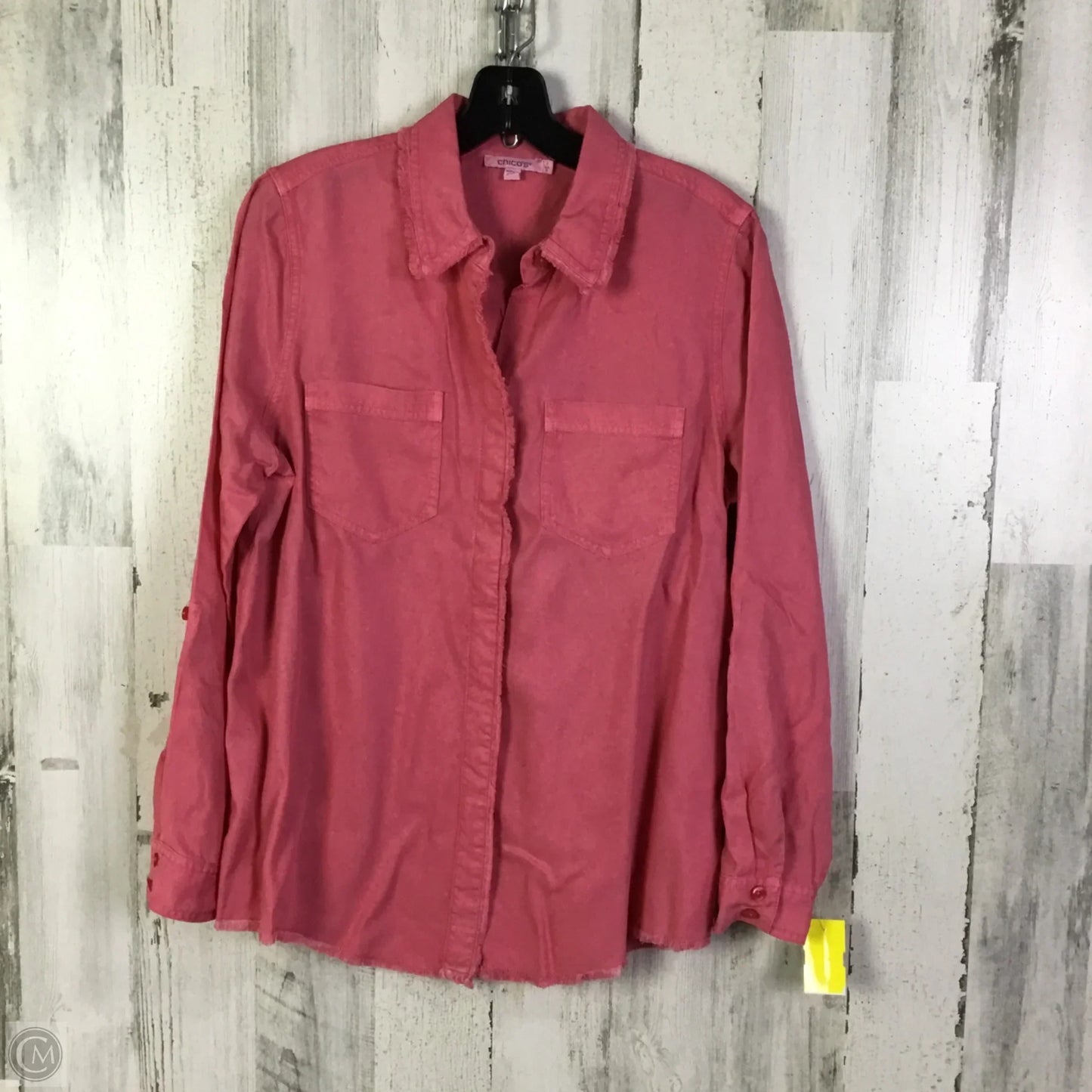 Blouse Long Sleeve By Chicos In Pink, Size: M